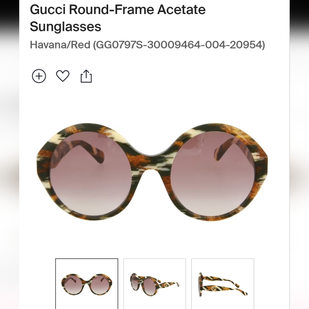 Gucci Round-Frame Animal print authentic